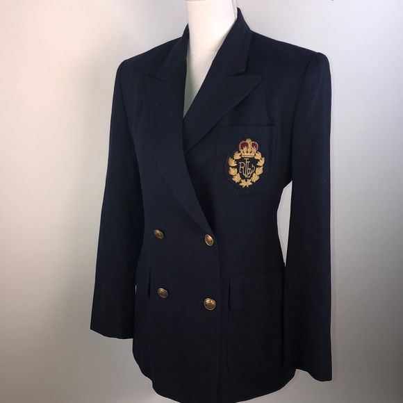 Ralph Lauren Jackets & Blazers - Ralph Lauren Sz 4 navy monogram wool blazer